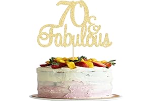 Gyufise 3Pack 70 & Fabulous Birthday Cake Toppers Gold Glitter 70 Fabulous Cake Decorations for 70th Birthday 70th Anniversary Party Celebration Decorations Supllies