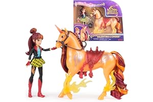 Unicorn Academy Set - Valentina und Einhorn Cinder mit echter Mähne und Schweif sowie Bürste, ca. 12 cm große Originalfiguren zur beliebten Netflix Serie, für Kinder ab 4 Jahren