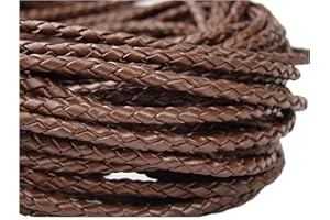 ESNADO Cordon en cuir tressé 1 m, diamètre 3 mm, marron