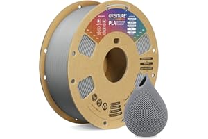 OVERTURE Filamento PLA 1.75mm, 1kg Bobina(2.2lbs), Precisione Dimensionale +/- 0.02 mm, per Stampante 3D (Grigio Chiaro)