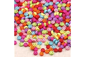ZesNice 600 Pcs Smile Face Beads for Bracelets Making Kit, Girls Jewelry Making Earring Necklace, Birthday Christmas Gifts for Adults DIY Crafts