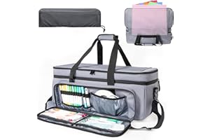 AMOIGEE Double Layer Carrying Storage Organizer Case - Compatible with Cricut Makers, Protective Travel Tote Bag for Silhouette Cameo 3/4, Cricut Accessories