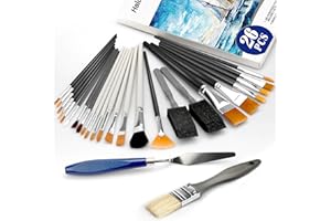 ‎HALOBIOS Halobios Farbbürsten, 26 Pcs Malerei Pinsel Set für Acrylfarbe, Öl, Gesicht, Körperfarbe, Kunst Malerei Pinsel für Erwachsene, Anfänger, Künstler, Kinder Kunst Zubehör