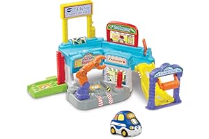VTech - Taller de Mantenimiento TutTut Bólidos, Circuito y Playset Interactivo de Juguete, Incluye un Coche, Ascensor, Rampas, Túnel de Lavado, Regalo niños +1 año, Versión ESP