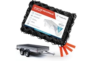 TRIBURG Filet de remorque Extensible 2x3 m à 3x4 m - Filet de remorque élastique avec marquage des Coins et Corde en Caoutchouc - Filet d'arrimage de Charge élastique