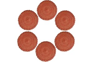 VEIZIBEE Manteles Individuales，Almohadilla de Mesa de Redondos， 38cm Salvamanteles Individuales de Encaje，Lavables，Antideslizantes，Cocina，Mesa de Comedor，Estilo Europeo (Naranja, 38cm)