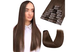 UK FASHION SHOP Naturali Capelli Extension Con Clip, 8 Pezzi 100% Remy Umani Extension Capelli Veri Clip, Umani Capelli Lisci Invisible 40cm 65g #4 Marrone Cioccolato