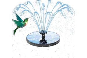 AISITIN Fuente Solar Jardin Exterior, Fuente Jardin Exteriocon 6 Boquillas,Bomba de Agua Solar para Estanque, Jardín, Baño de Pájaros