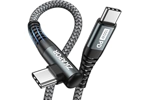 ZKAPOR Kabel do szybkiego ładowania USB-C na USB-C, złącze pod kątem 90°, 100 W, do urządzeń iPhone 15/15 Pro Max, Samsung Galaxy S23/S22, iPad Pro/Air, Huawei P40/Mate 60, Pixel, 1 m