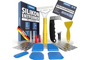 STONE REEF Zestaw do usuwania silikonu – w zestawie nóż do fug, rekin do fug, skrobak do fug – silikonowy środek do usuwania fug