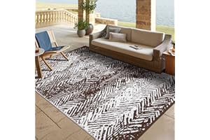 ‎TUKDAK TUKDAK Outdoor Teppich Wetterfest 150×245cm, Braun Reversible Teppich für den Innen und Außen, UV-Resistant Carpet für Hinterhof, Leichtgewicht Recycelter Kunststoff Terrasse Matte für RV Balkon