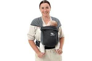manduca Twist Babytrage - Leichte und einfache Babytrage mit Kängurutasche und weichem Bauchgurt - für Neugeborene von der Geburt bis zu 15 kg - Bio-Baumwolle ,Anthracite Black