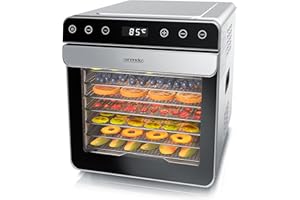 ‎ARENDO Arendo - Dörrautomat Edelstahl mit 8 Edelstahlgitter - 700 W - 35°-85°C - 8 Edelstahl Einlegetabletts mit insgesamt 6700 cm² - Dörrgerät Dehydrator Obsttrockner Dörrapparat - Obst Fleisch Pilze uvm