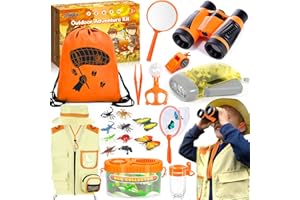 CIANBIFN Kit Exploration Enfant,23 pcs Ensemble Explorateur Extérieur Jouets,avec Gilet et Chapeau,jumelles,Boussole,loupe et plus encore,cadeau d'exploration de la nature et d'aventure pour enfants