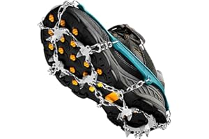 CIMKIZ Grödel Steigeisen für Bergschuhe mit 19 Zähne Verdickte Schuhkrallen aus Edelstahl Anti-Rutsch Schuhspikes für Mann Frau Erwachsene Fit für Wandern Trail Running Trekking