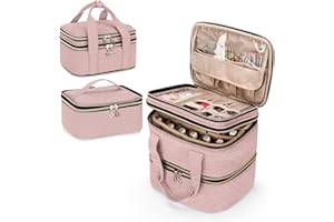 Yarwo Organizador Esmaltes de Uñas, 3 Capas Bolsa Esmaltes de Uñas, Organizadores Pintauñas Caber 48 Botellas (15ml), Bolsa para Esmalte de Uñas con Divisor de Botellas