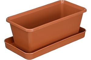 Plastkon Petit Jardinière avec Soucoupe, Terre Cuite/Marron 20 cm