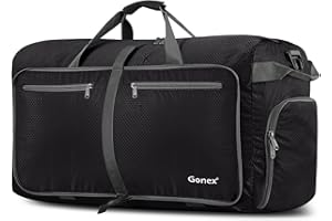 Gonex 150L Large Foldable Travel Duffle Bag with Shoes Compartment, Packable Lightweight Water Repellent Holdall Bag for Camping Gym Weekender Bag Black