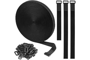 DIQC Velcro Cable Ties Reusable,DIY Cut-to-Length,0.8 in/2cm Wide,Hook and Loop Velcro Cable Straps with Buckles for Home, Garden, Office and DIY (15M*20MM)