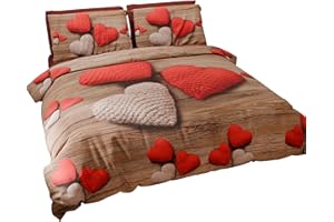 PETTI Artigiani Italiani - Set Copripiumino Matrimoniale 250x200 cm (2 Federe 50x80 cm Incluse), Parure Copripiumino Morbida Microfibra con Stampa Digitale - Made in Italy - Cuore