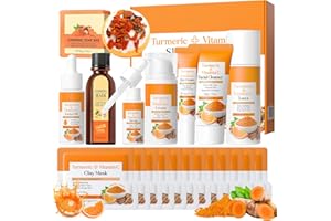 OFANYIA Curcuma & Vitamine C Skincare Set 21 Pièces, Coffret de soins de la peau avec routine complète de soins de la peau, Coffret Soin Femme, Noël, Anniversaire Idée Cadeau Femme