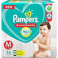 Pampers All round Protection Pants, Medium size baby diapers (MD) 76 Count, Lotion with Aloe Vera