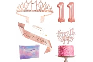 11:e födelsedagen dekorationsset roséguld 11:e födelsedagen skärp och tiara festkrona, tårtdekoration och ljus, folie 11 siff
