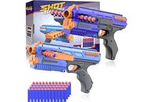 HOPOCO Toy Guns for Nerf Gun Target 2 Pack Foam Blaster Guns with 48 Pcs Refill Foam Darts Bullet and 12 Dart Clip Magazine for Adults Kids Boys Girls