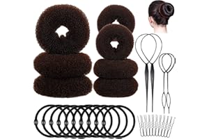 LYJOW 31pcs Donut Hair Bun Maker​Set Haarstyling Frisurenhilfe Set Donut Haar Brötchen Flechthilfe Haare Duttkissen Klein Donut Hair Bun Maker Set Haarknoten Former Set Für Kinder Mädchen Frauen