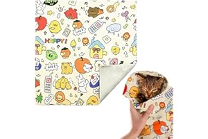Zueyen Paño para El Cuidado De Gatos, Protección A Prueba De Mordidas, para El Cuidado De Gatos, para Recortar Uñas, Envoltura para Gatos, Calmante para Gatos, Manta Autoadhesiva (Medio)