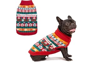 EXPAWLORER Christmas Dog Jumper - Knitted Xmas Costume Dog Clothes Gift, Sleeveless Sweater with Colorful Stripes and Snowflakes, Warm Holiday Outfit Winter Coat for Small Medium Large Dogs, S-M