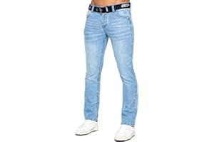 989Zé ENZO Regular Fit Pant Jeans Pantalones Vaqueros con Cinturon para Hombre
