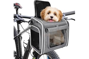 MINENICE Hundekorb Fahrrad Vorne, 4-in-1 Hundekorb für Fahrrad, Erweiterbarer Hunderrucksack, Hunde-Fahrradkorb mit 4 Mesh-Fenster, 4-Offenen Türen, Haustier-Reisetasche für Katzen und Hunde