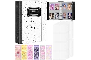SIMDAO A5 Binder Fotokartenalbum, 3 Zoll Kpop Fotoalbum Halter mit 20 Blätter 4 Fächer Fotosichthüllen(160Taschen), Durchsichtige Schutzhülle, 6 Bunte Aufkleber, 6 Ringbuch Photocard Binder Kpop