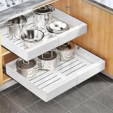 Kitstorack 2 Pcs Removable Drawers for Kitchen, Metal, for Bathroom | Kitchen organiser, 30 kg, 3 sturdy rails, adjustable wi