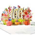 Stuff4 100° Biglietto Auguri Compleanno per Donne - Palloncini Glitter Rosa Viola - Cartoline di Buon Compleanno per 100 Anni Donna Mamma Bisnonna Nonna, 145mm Cento Compleanno