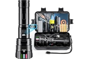 ‎ESGOFO Esgofo Taschenlampe LED Aufladbar Extrem Hell, 30000 Lumen Super Helle Starke Taktische USB C Flashlight Weite Reichweite, Zoombares Wiederaufladbare Groß Torch Light für Outdoor Security