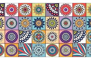 TAPPETIK Tappeto, Passatoia in Stampa Digitale Alta qualità, Ampia Gamma di Colori e Disegni (Serie DIGIT) VARIE MISURE (Mattonelle allegre, 52 x 90 cm)