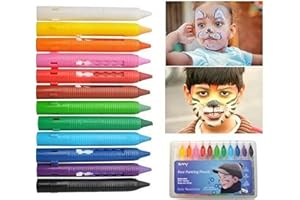 BRICOGAMO Pintura para Cara Niños Maquillaje Infantil Facial De Halloween, Carnaval, Fiesta, Cumpleanos, Disfraz, Cuerpo, Body, Unicornio, Purpurina, Pinceles, Plantillas, Embarazadas 12 Colores