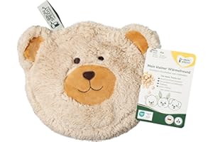 GRÜNSPECHT Mein kleine Wärmfreund Bär, cherry pit heating pad with washable cover for children, warming cuddly toy for stomach pain & colds (171-V2)