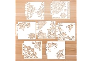 VOKMON Stencil vintage riutilizzabile in Mylar – Stencil fai da te per pittura, aerografo, vintage, per dipingere su pareti, legno, pavimento, mobili, decorazione per la casa