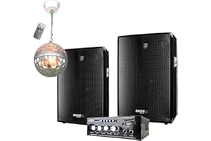 IBIZA Sound Light - Sono et Jeu de Lumière - 2 Enceintes 300w - 1 Ampli USB Bluetooth - 1 Double Effet Astro + téléc - Câble HP et Câble Pc offerts - PA Sono DJ Mix Bar Club Disco Karaoke