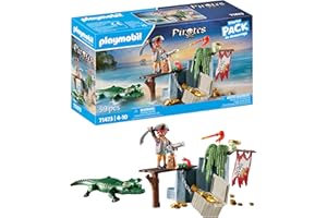 Playmobil 71473 Pirates: Pirate with Alligator Starter Pack, fantasy pirate world, fun imaginative role-play, playsets suitable for children ages 4+