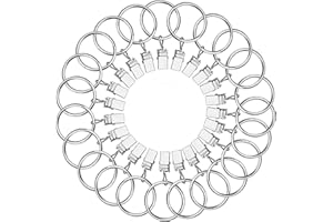 HREDZEO Black Curtain Rod Ring Clips,20 PCS Curtain Rings with Clips Curtain Clips with Rings Rustproof Metal Drapery Ring for Holding Heavy Curtains Rod Set and Drapes (25 mm)