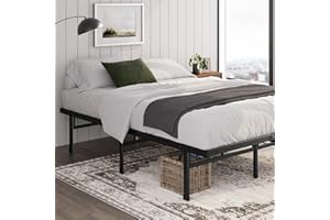 Zinus Justin łóżko 90 x 200 cm – wysokość 36 cm z miejscem do przechowywania pod łóżkiem – metalowa platforma – czarne