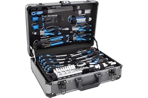 Karcher Walizka na narzędzia, 101-częściowy zestaw narzędzi z młotkiem, śrubokrętem, zestawem gwoździ (200 części), zestawem kluczy nasadowych, szczypiec, piłą i wielu innych.