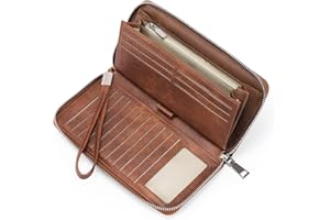 GAEKEAO Purses for Women RFID Blocking Leather Zip Around Wallet Large Capacity Long Purse Credit Card Clutch Wristlet
