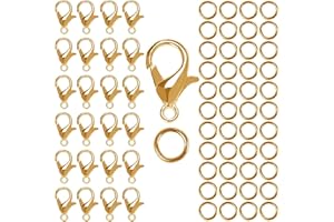 DOANTE 50 Pezzi chiusure per braccialetti, 120 pezzi anellini aperti, gancetti per braccialetti, ganci portachiavi,moschettoni portachiavi, per Collane Fai da Te(Oro)