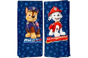 Paw Patrol Juego de 2 Mini Almohadillas Patrulla Canina Azules con Personajes Chase y Marshall. Ideal para los Cinturones de Seguridad de las Sillas infantiles. Extra Cómoda y Lavable.