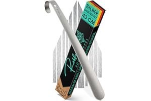 ‎ROBFOX Robfox 43cm Schuhlöffel I extra stabiler Schuhanzieher aus gebürstetem Stahl I lange Schuhanziehhilfe I Rückenschonender Schuh Löffel in Premium Qualität (Silber)